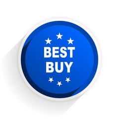 best buy flat icon with shadow on white background, blue modern design web element