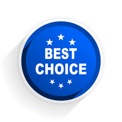 best choice flat icon with shadow on white background, blue modern design web element