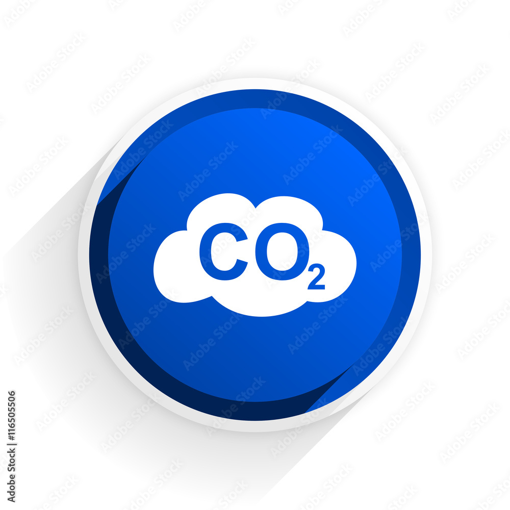 Poster carbon dioxide flat icon with shadow on white background, blue modern design web element