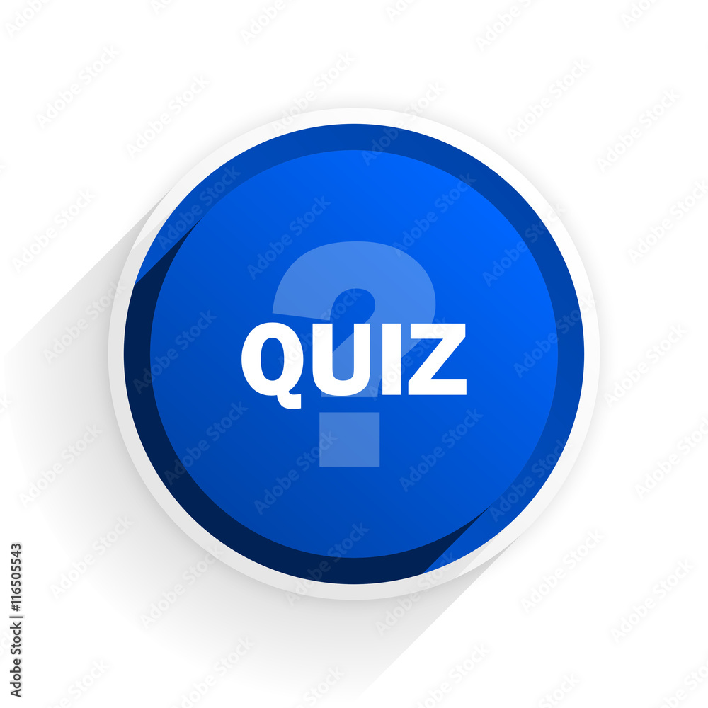 Poster quiz flat icon with shadow on white background, blue modern design web element