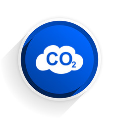 carbon dioxide flat icon with shadow on white background, blue modern design web element