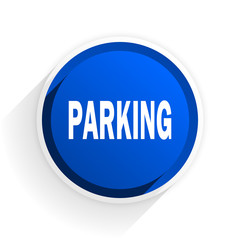 parking flat icon with shadow on white background, blue modern design web element