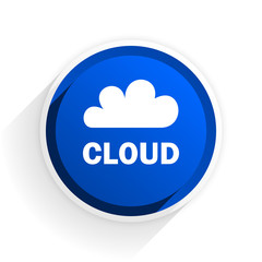cloud flat icon with shadow on white background, blue modern design web element