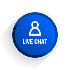 live chat flat icon with shadow on white background, blue modern design web element