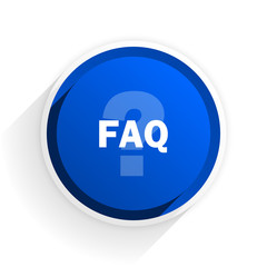 faq flat icon with shadow on white background, blue modern design web element