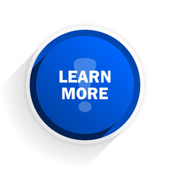 learn more flat icon with shadow on white background, blue modern design web element