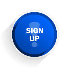 sign up flat icon with shadow on white background, blue modern design web element