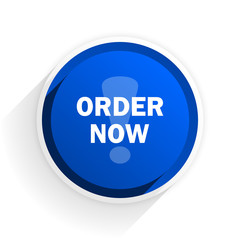 order now flat icon with shadow on white background, blue modern design web element
