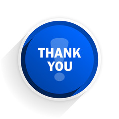 thank you flat icon with shadow on white background, blue modern design web element