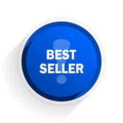 best seller flat icon with shadow on white background, blue modern design web element