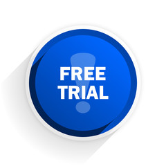 free trial flat icon with shadow on white background, blue modern design web element