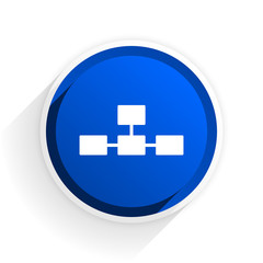 database flat icon with shadow on white background, blue modern design web element