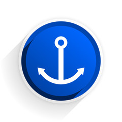 anchor flat icon with shadow on white background, blue modern design web element