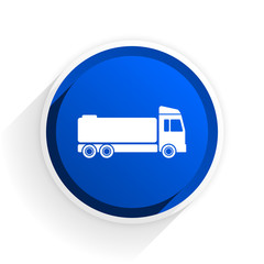truck flat icon with shadow on white background, blue modern design web element