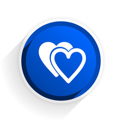 love flat icon with shadow on white background, blue modern design web element