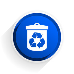 recycle flat icon with shadow on white background, blue modern design web element
