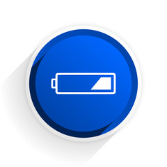battery flat icon with shadow on white background, blue modern design web element