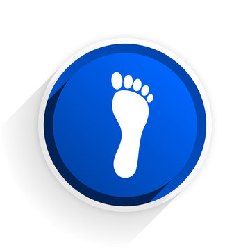 foot flat icon with shadow on white background, blue modern design web element