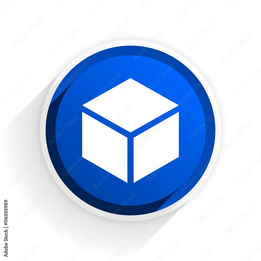 Poster box flat icon with shadow on white background, blue modern design web element