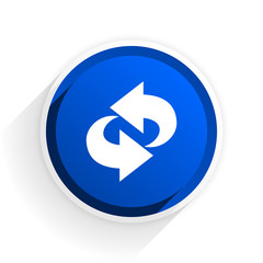 rotation flat icon with shadow on white background, blue modern design web element