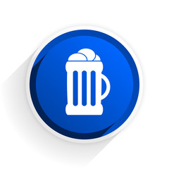 beer flat icon with shadow on white background, blue modern design web element