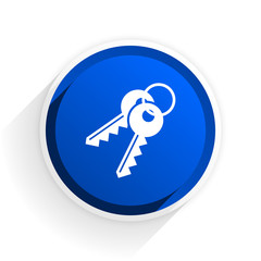 keys flat icon with shadow on white background, blue modern design web element