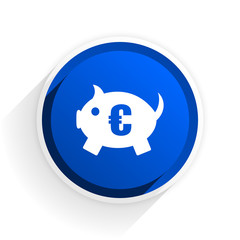 piggy bank flat icon with shadow on white background, blue modern design web element