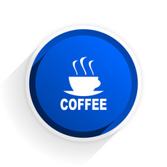 espresso flat icon with shadow on white background, blue modern design web element