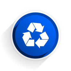 Obraz premium recycle flat icon with shadow on white background, blue modern design web element