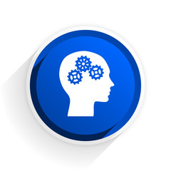 head flat icon with shadow on white background, blue modern design web element