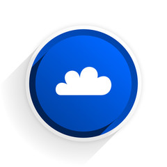 cloud flat icon with shadow on white background, blue modern design web element