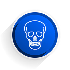 skull flat icon with shadow on white background, blue modern design web element