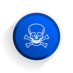 skull flat icon with shadow on white background, blue modern design web element