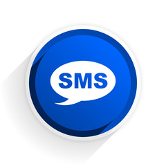 sms flat icon with shadow on white background, blue modern design web element