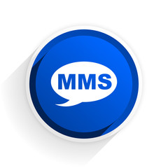 mms flat icon with shadow on white background, blue modern design web element