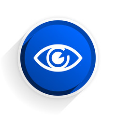 eye flat icon with shadow on white background, blue modern design web element