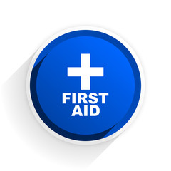 first aid flat icon with shadow on white background, blue modern design web element