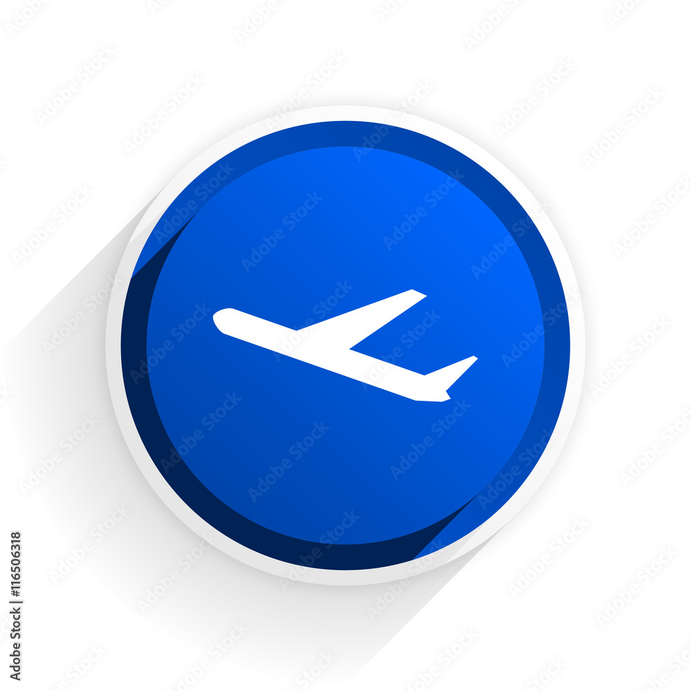 Poster deparures flat icon with shadow on white background, blue modern design web element