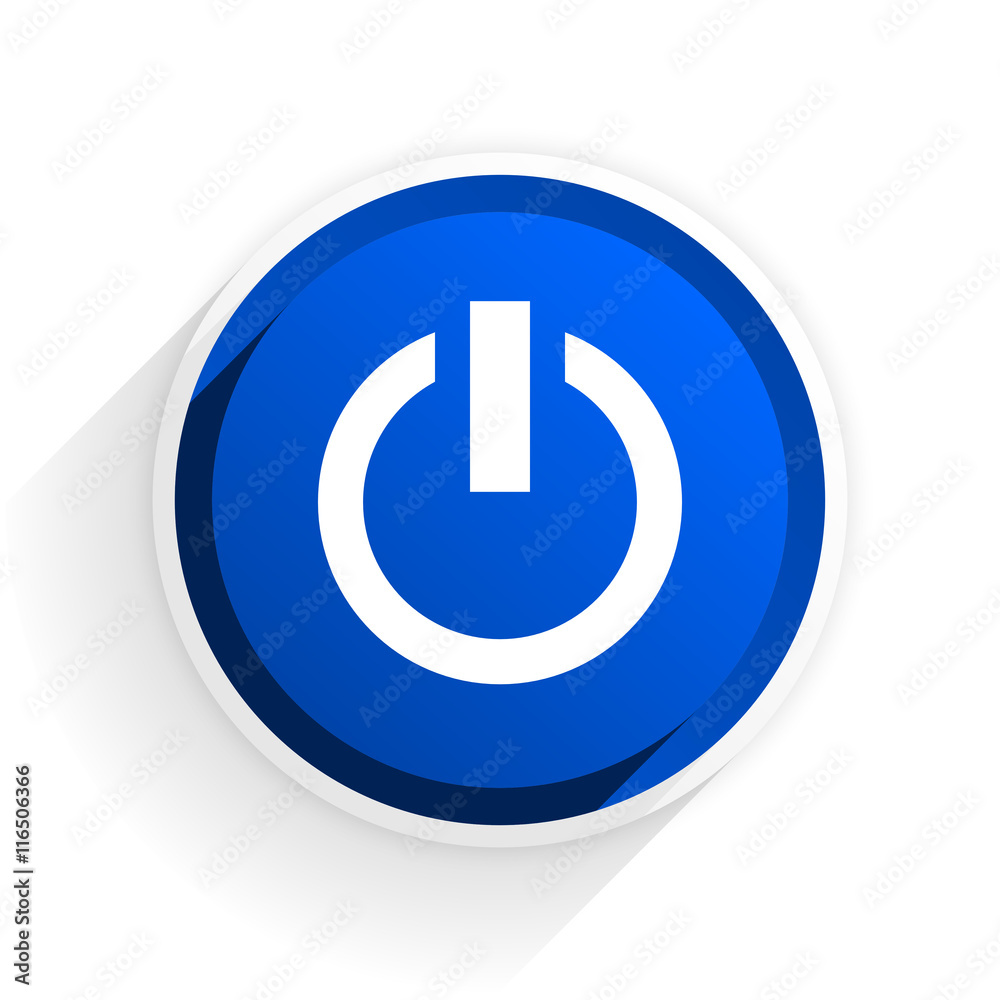 Poster power flat icon with shadow on white background, blue modern design web element