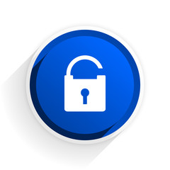 padlock flat icon with shadow on white background, blue modern design web element