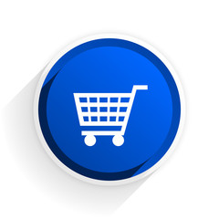 cart flat icon with shadow on white background, blue modern design web element