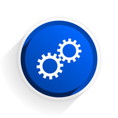 gear flat icon with shadow on white background, blue modern design web element
