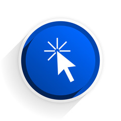 Fototapeta premium click here flat icon with shadow on white background, blue modern design web element