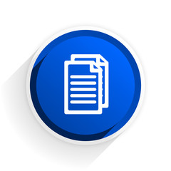 document flat icon with shadow on white background, blue modern design web element