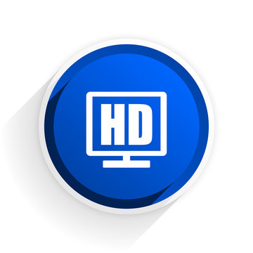 hd display flat icon with shadow on white background, blue modern design web element