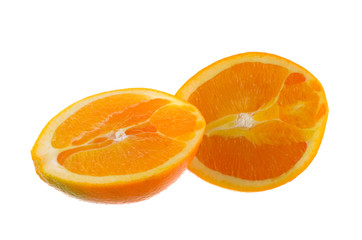 Sweet orange slices on white background