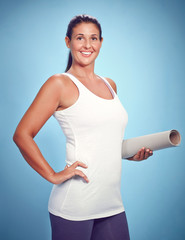 Young Yoga Woman With Excercise Mat