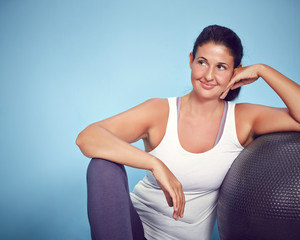 Smiling Yoga Woman With Excercise Ball