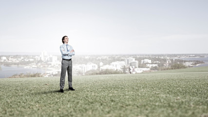 He is young professional . Mixed media