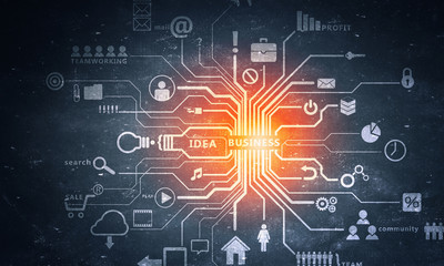 Obraz premium Cloud connection concept . Mixed media